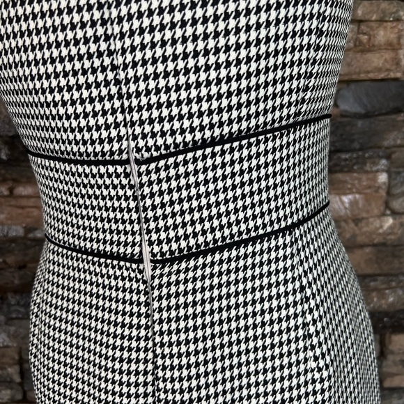 Black and White Sheath Midi Dress with Bateau Neckline - Picture 5 of 16